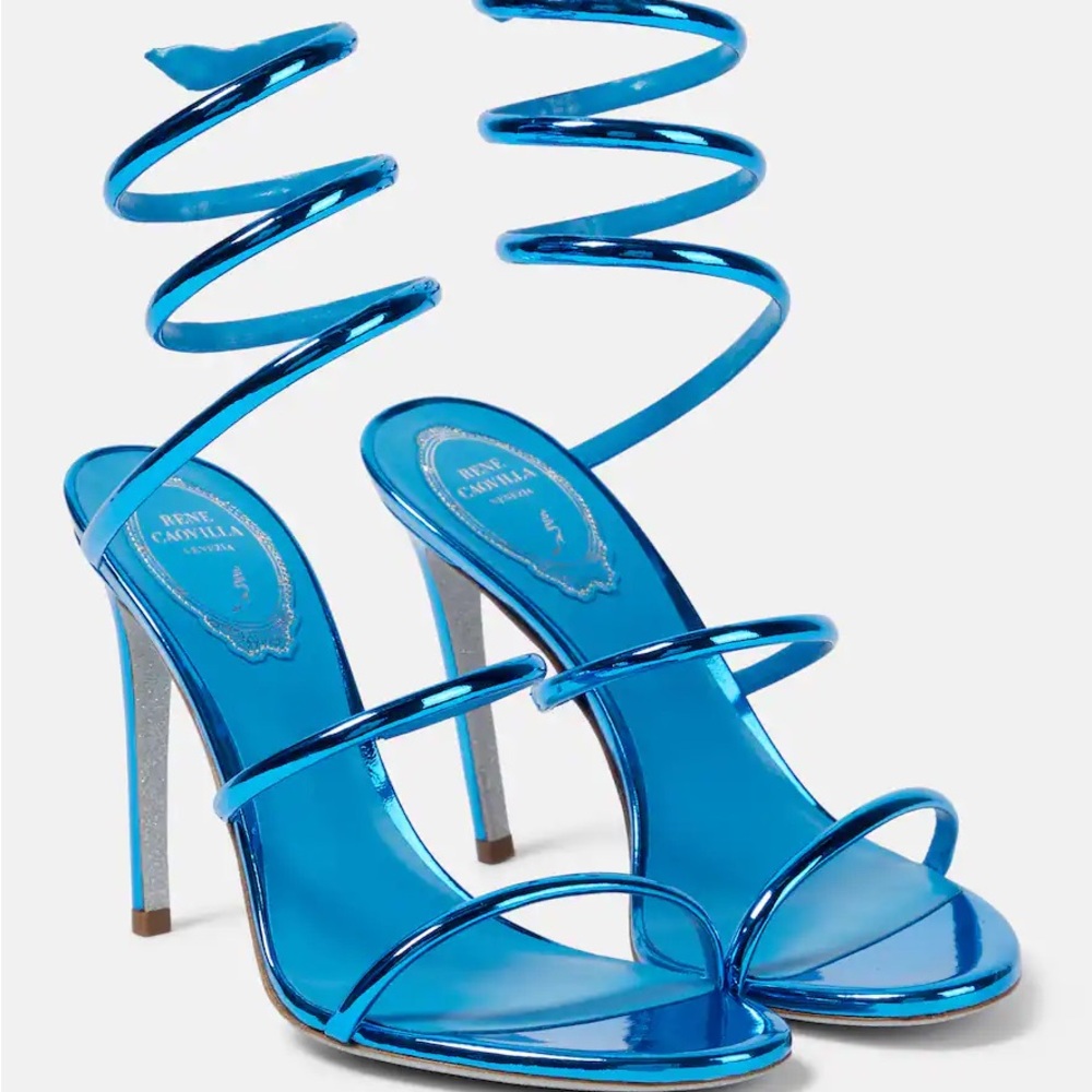 Rene Caovilla Vibrant Blue Spiral Heels SZ 41